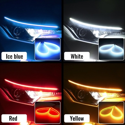 Picture of Car RED LED 45cm Daytime Running Light Flexible Strip Waterproof Flashing Yellow 12V 2PCS