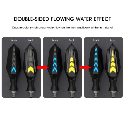 Picture of Double Side Flowing Turn Signals Motorcycle LED Turn Signal Built-in Relay Flashing Blinker Universal Warning light Indicator