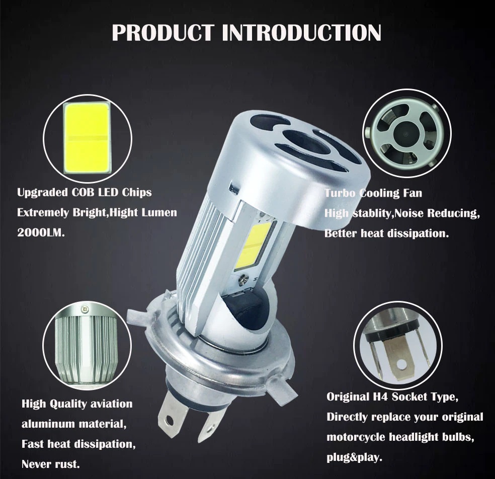 Picture of Motoled H4 LED Headlight White Bulb H/L High Low Dual Beam