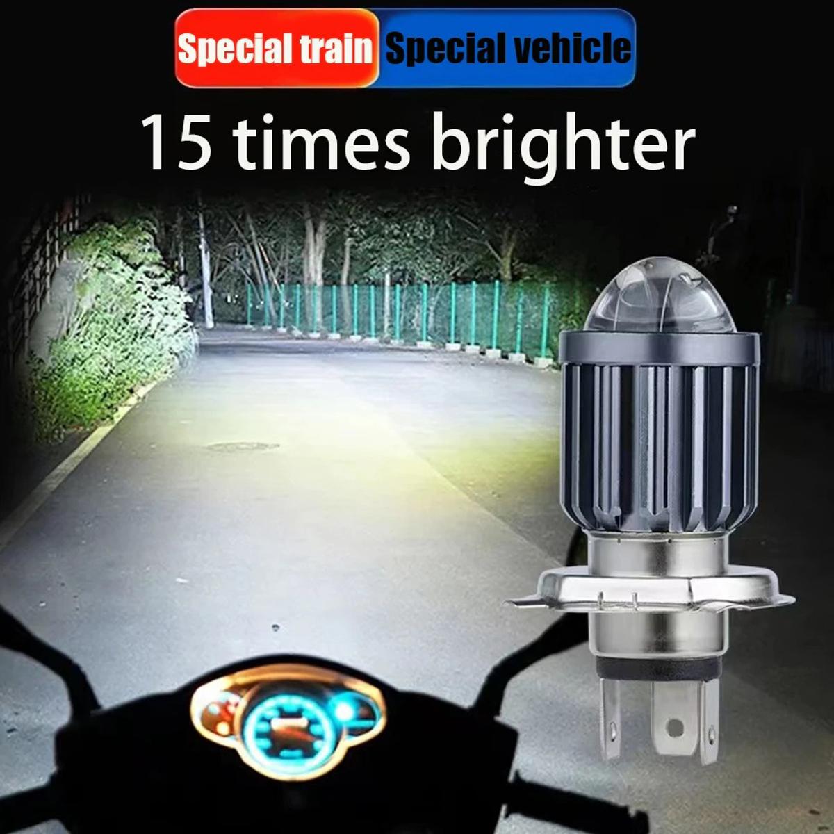 Picture of Super Bright Dual Color Projector Lens H4 LED Headlight Bulb for Motorcycle