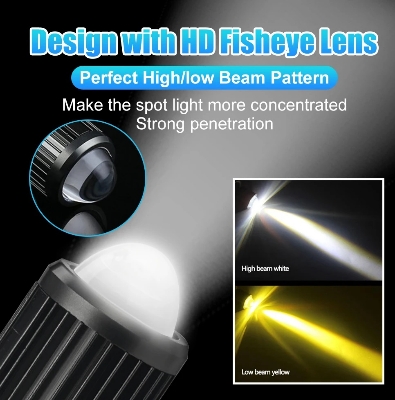 Picture of Super Bright Dual Color Projector Lens H4 LED Headlight Bulb for Motorcycle