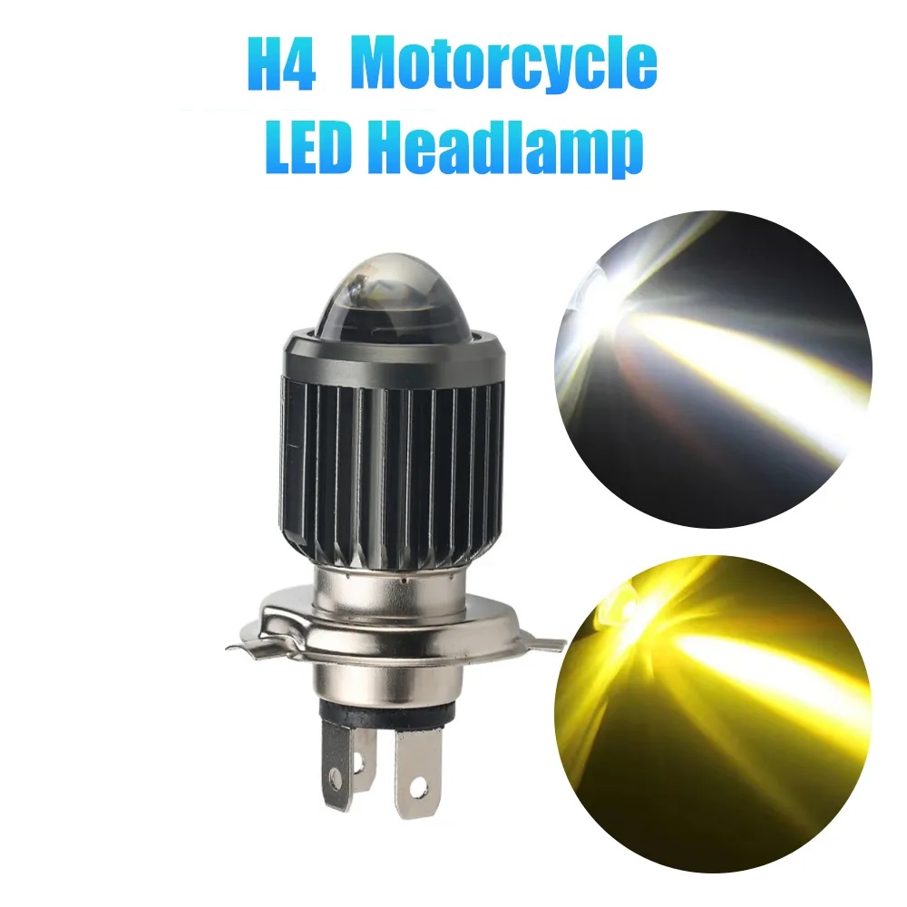 Picture of Super Bright Dual Color Projector Lens H4 LED Headlight Bulb for Motorcycle