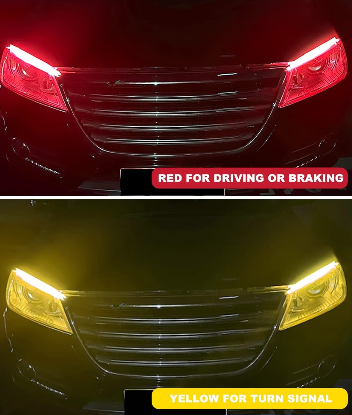 Picture of 2pcs Red 45cm Daytime Running Light Flexible Strip Waterproof Flashing Yellow 12V 2PCS car accessories