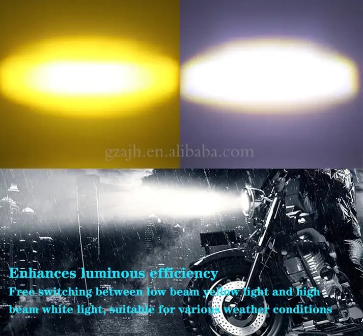 Picture of 1Pcs  High Low Beam Dual Color Fog Light Projector Lens Mini Motorcycle Driving Lights
