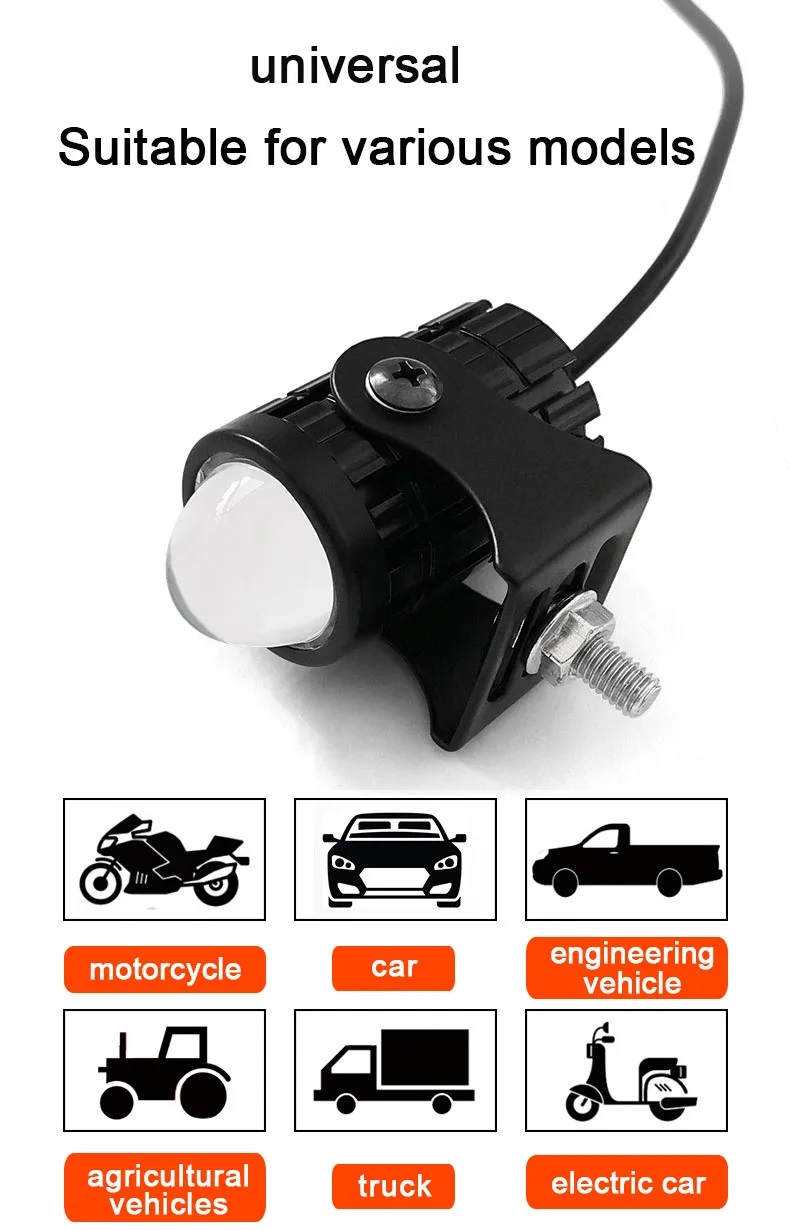 Picture of 1Pcs  High Low Beam Dual Color Fog Light Projector Lens Mini Motorcycle Driving Lights