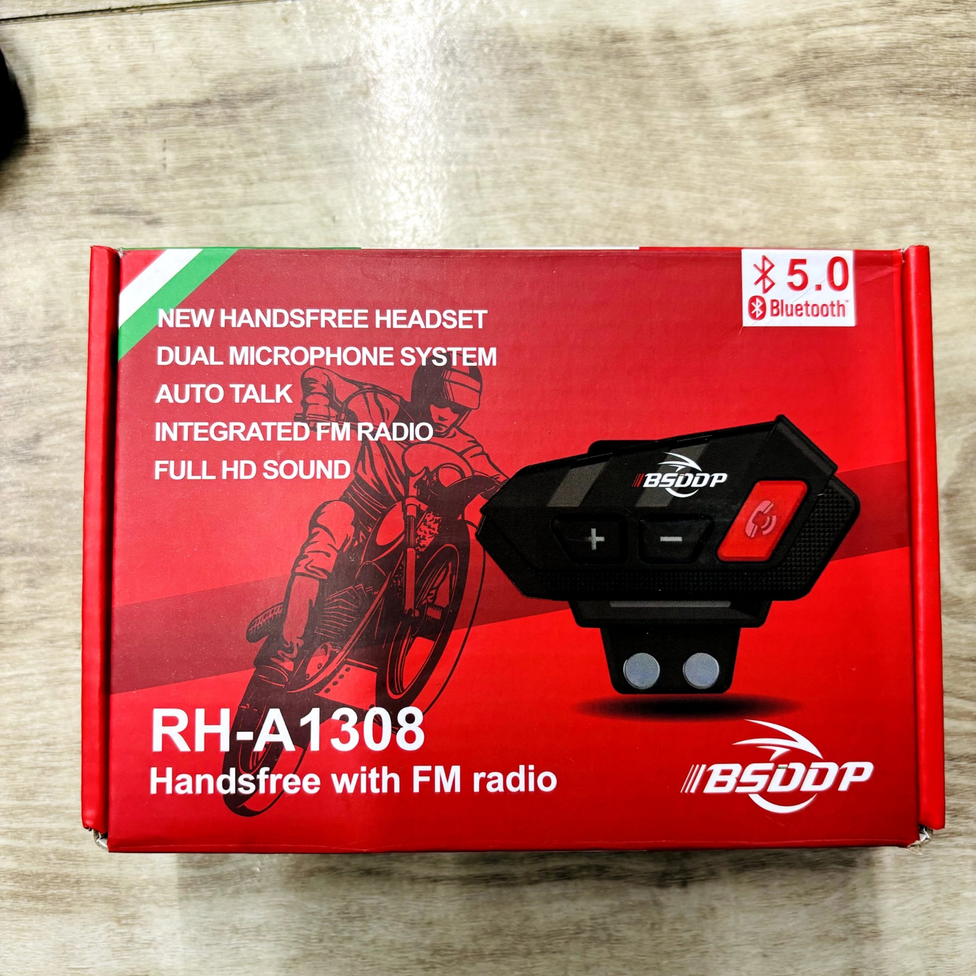 Picture of BSDDP NEW 2024 LATEST FM READY BLUETOOTH Original Universal Motorcycle Helmet Headset, Bluetooth Stereo Speakers Hands-Free Music Call Control Mic Earphone Durable WITH 5.0 BLUETOOTH VERSION