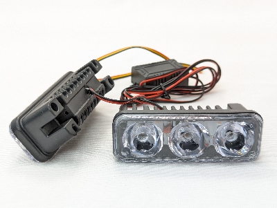 Picture of 2 PCS Super High Bright White/ Amber 12V Car Motorcycle Universal Daytime Running Driving Turn Signal Light DRL Fog Lamp Waterproof Universal Super Bright LED Car Headlight Daytime Running Driving Lights White DRL & Yellow Turn Signal Light Indicators Lam