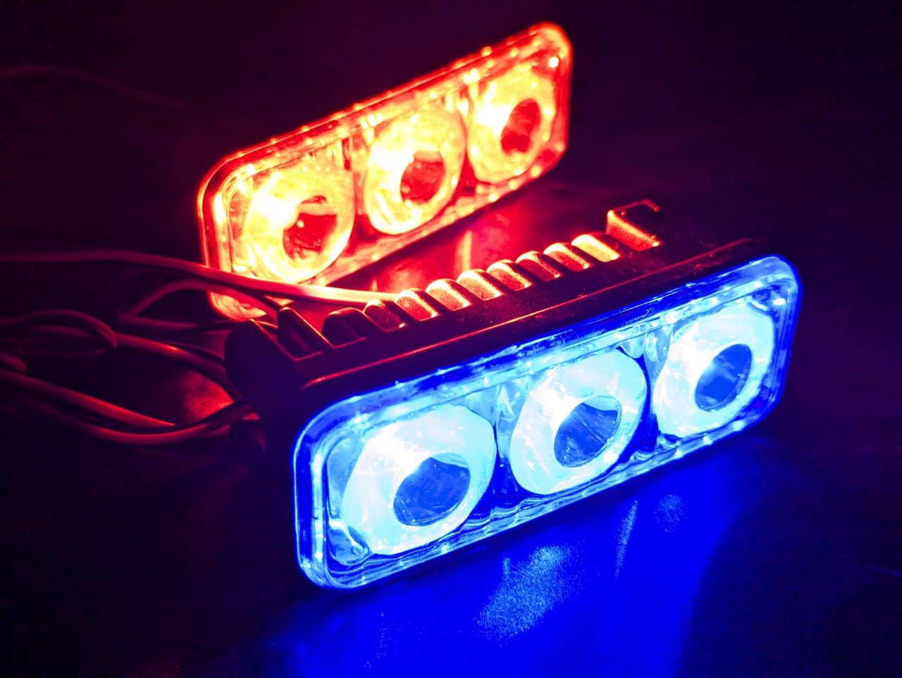 Picture of 2 PCS Super High Bright White/ Amber 12V Car Motorcycle Universal Daytime Running Driving Turn Signal Light DRL Fog Lamp Waterproof Universal Super Bright LED Car Headlight Daytime Running Driving Lights White DRL & Yellow Turn Signal Light Indicators Lam