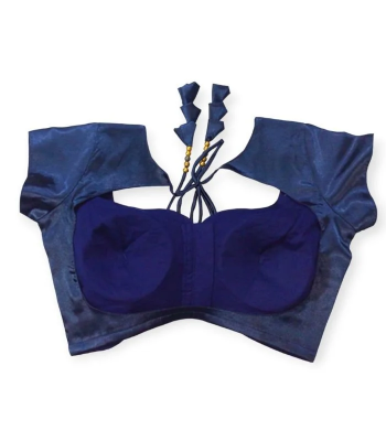 Picture of Navy Blue Backless Blouse For Women
