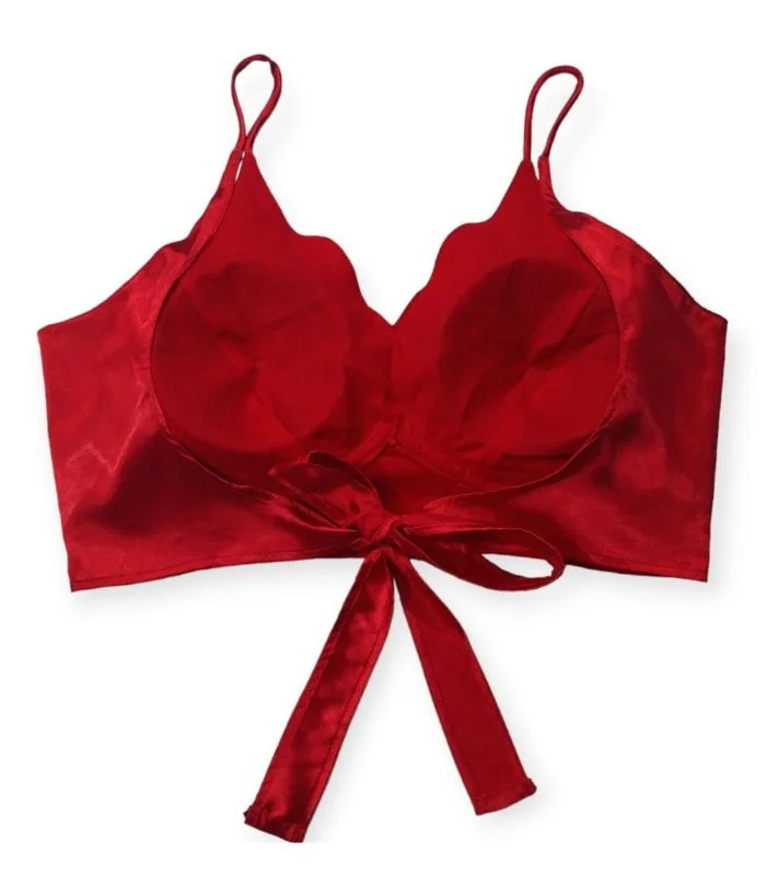 Picture of Deep Neck Red Blouse For Women