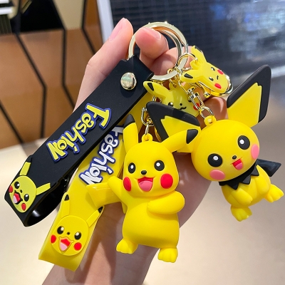 Picture of Pokemon Keychain Anime Figure Pendant KeyBuckle Pikachu Keyring Anime Figure Raichu Mimikyu Models Keychain