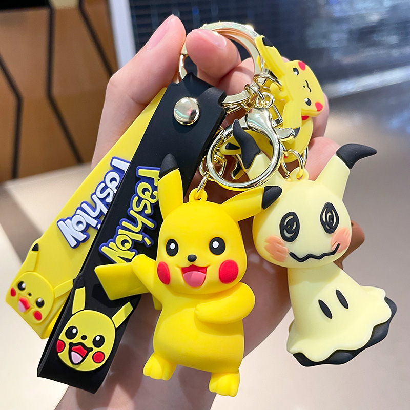 Picture of Pokemon Keychain Anime Figure Pendant KeyBuckle Pikachu Keyring Anime Figure Raichu Mimikyu Models Keychain
