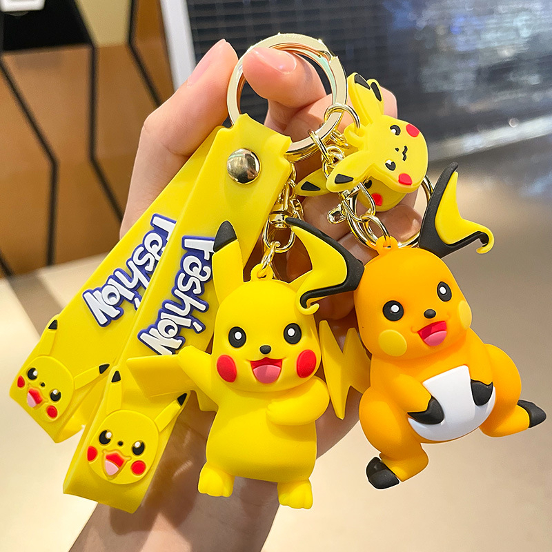 Picture of Pokemon Keychain Anime Figure Pendant KeyBuckle Pikachu Keyring Anime Figure Raichu Mimikyu Models Keychain