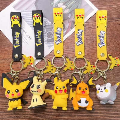 Picture of Pokemon Keychain Anime Figure Pendant KeyBuckle Pikachu Keyring Anime Figure Raichu Mimikyu Models Keychain
