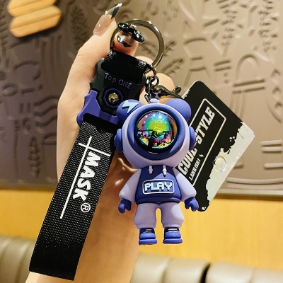Picture of Cartoon Lightning Bear Keychain Cute Astronaut Bear Doll Keyring Bag Pendant Couple Car Keyholder