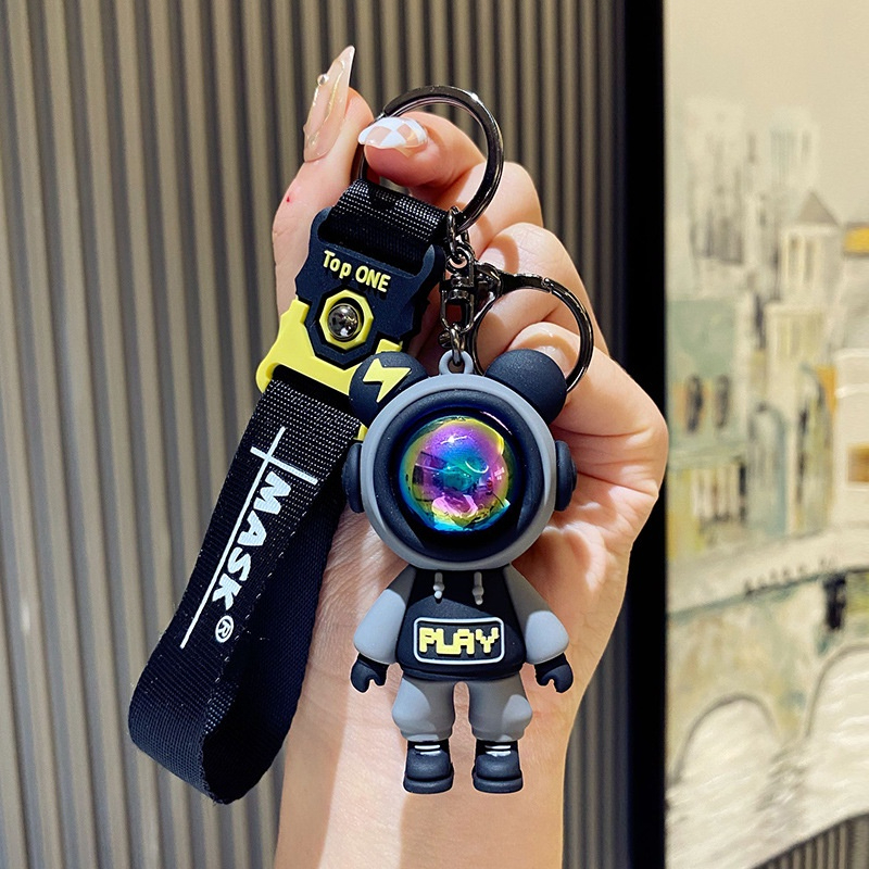 Picture of Cartoon Lightning Bear Keychain Cute Astronaut Bear Doll Keyring Bag Pendant Couple Car Keyholder