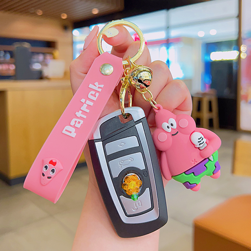 Picture of Spongebob Squarepants Keychain Patrick Star Keychain Cartoon Keyring cool sunglasses Schoolbag pendant