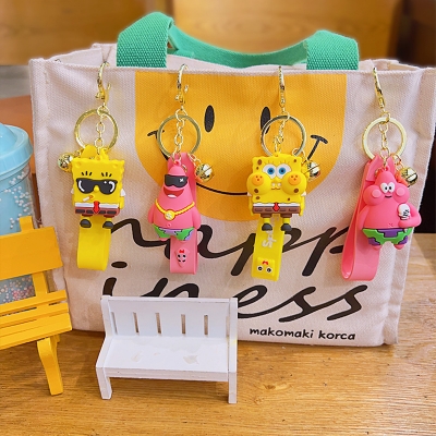 Picture of Spongebob Squarepants Keychain Patrick Star Keychain Cartoon Keyring cool sunglasses Schoolbag pendant