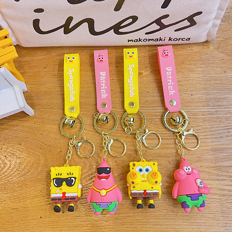 Picture of Spongebob Squarepants Keychain Patrick Star Keychain Cartoon Keyring cool sunglasses Schoolbag pendant