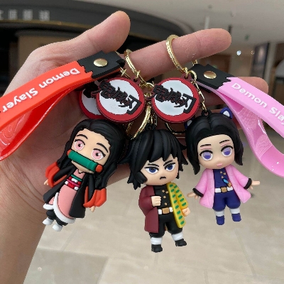 Picture of Demon Slayer Keychain Bag Pendent Anime Cute Kamado Nezuko Kamado Tanjirou Figure Keyring Toy Gift for Friends Car Key Chain