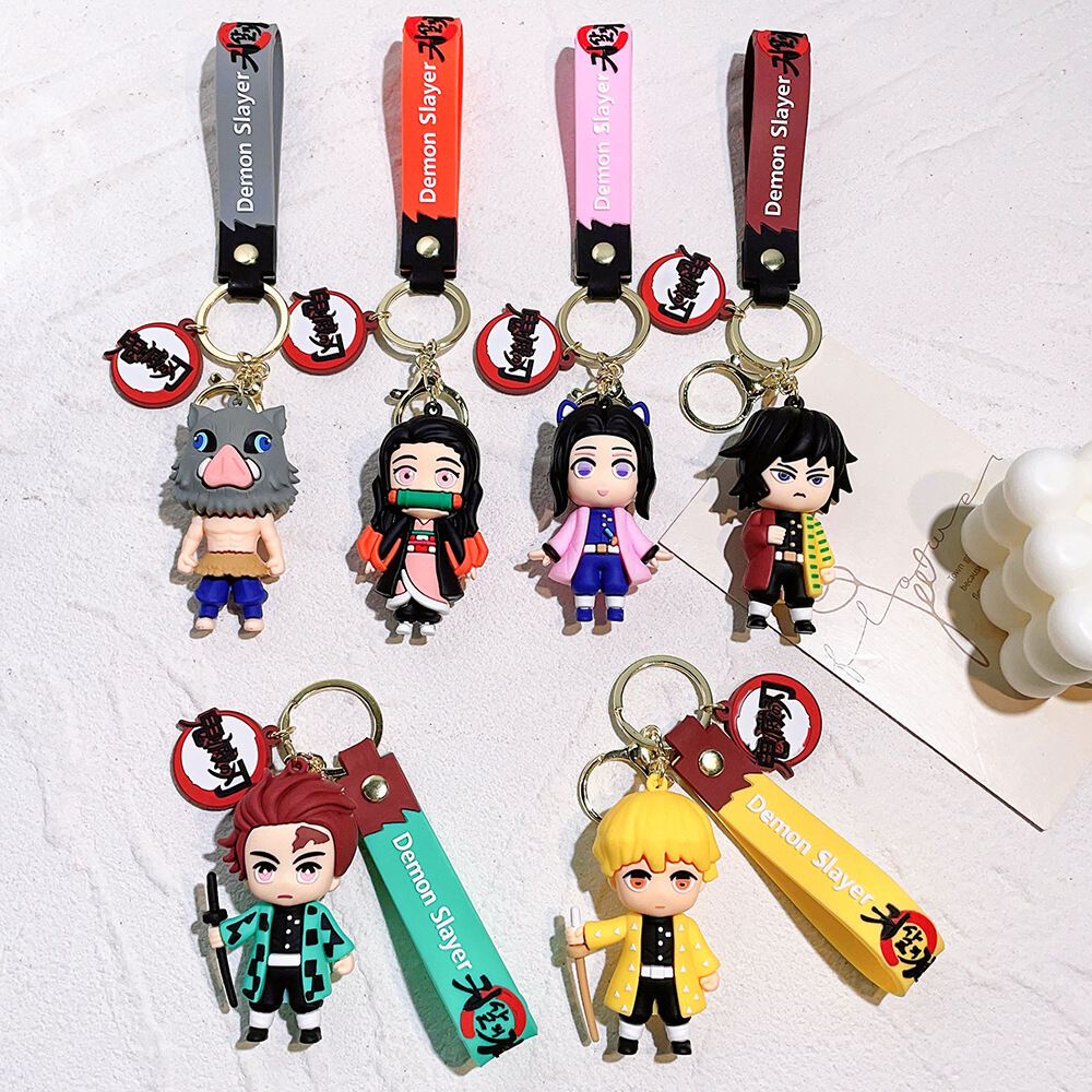 Picture of Demon Slayer Keychain Bag Pendent Anime Cute Kamado Nezuko Kamado Tanjirou Figure Keyring Toy Gift for Friends Car Key Chain
