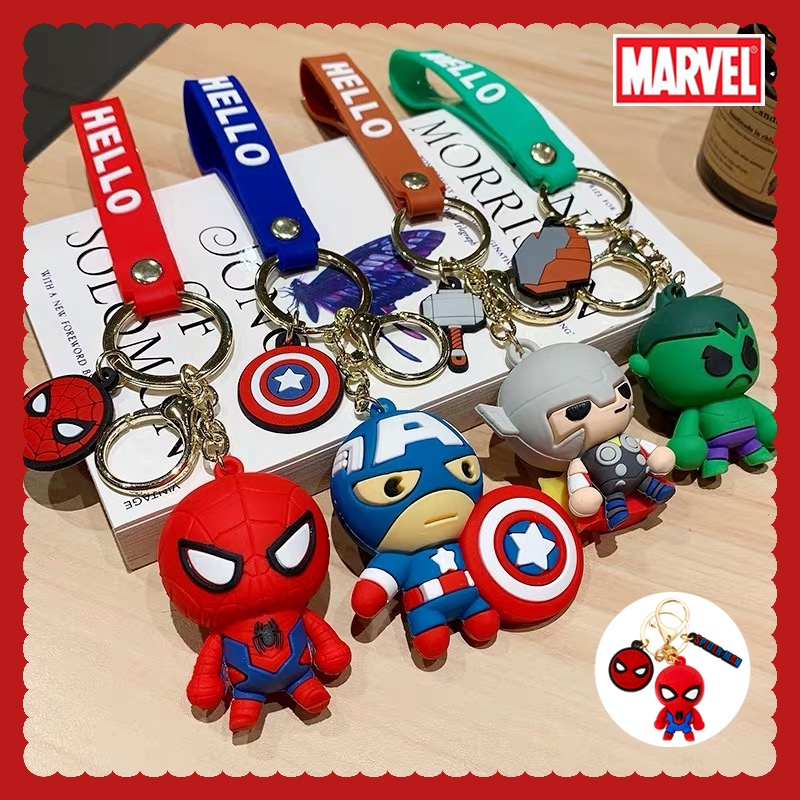 Picture of Cute Spiderman Keychains Superman Car Keychain Cartoon Bag Chains Boys Kids Batman Chains Marvel Heroes Keychain