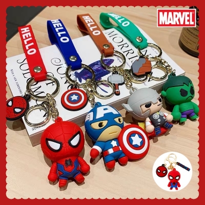 Picture of Cute Spiderman Keychains Superman Car Keychain Cartoon Bag Chains Boys Kids Batman Chains Marvel Heroes Keychain