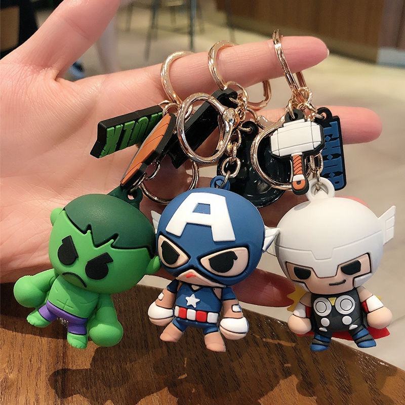 Picture of Cute Spiderman Keychains Superman Car Keychain Cartoon Bag Chains Boys Kids Batman Chains Marvel Heroes Keychain