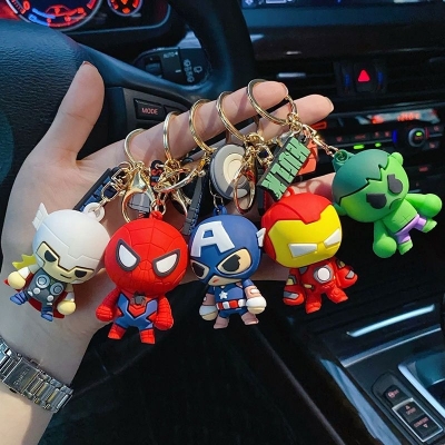 Picture of Cute Spiderman Keychains Superman Car Keychain Cartoon Bag Chains Boys Kids Batman Chains Marvel Heroes Keychain