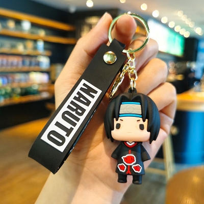 Picture of Anime Naruto Keychain Fashion Jewelry Cartoon Figure 7CM PVC Keyring Uzumaki Kakashi Action Figures for Men Women Bag Pendant
