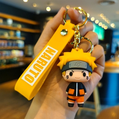 Picture of Anime Naruto Keychain Fashion Jewelry Cartoon Figure 7CM PVC Keyring Uzumaki Kakashi Action Figures for Men Women Bag Pendant