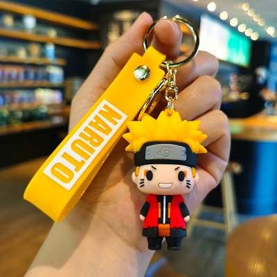 Picture of Anime Naruto Keychain Fashion Jewelry Cartoon Figure 7CM PVC Keyring Uzumaki Kakashi Action Figures for Men Women Bag Pendant
