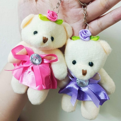 Picture of Cute Princess Teddy Bear Keychain Small Plush Key Ring Special Gift For Girls Belt Bag Chain