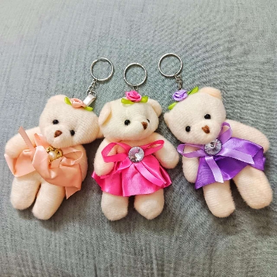 Picture of Cute Princess Teddy Bear Keychain Small Plush Key Ring Special Gift For Girls Belt Bag Chain