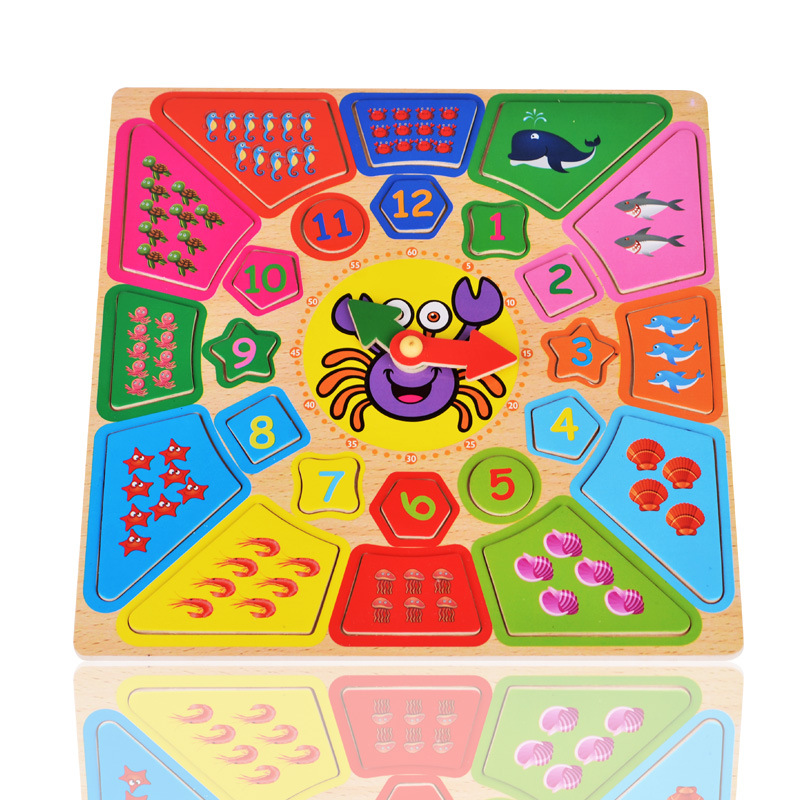 Picture of 30CM Wooden Large Shape Matching Disassembling Alarm Clock Know Basic Life Skill Preschool Early Education Children Wooden Toys Basic & Life Skills Toys