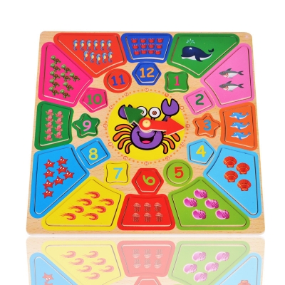 Picture of 30CM Wooden Large Shape Matching Disassembling Alarm Clock Know Basic Life Skill Preschool Early Education Children Wooden Toys Basic & Life Skills Toys