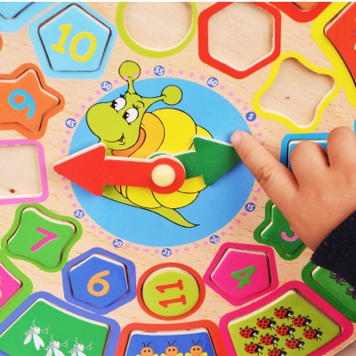 Picture of 30CM Wooden Large Shape Matching Disassembling Alarm Clock Know Basic Life Skill Preschool Early Education Children Wooden Toys Basic & Life Skills Toys