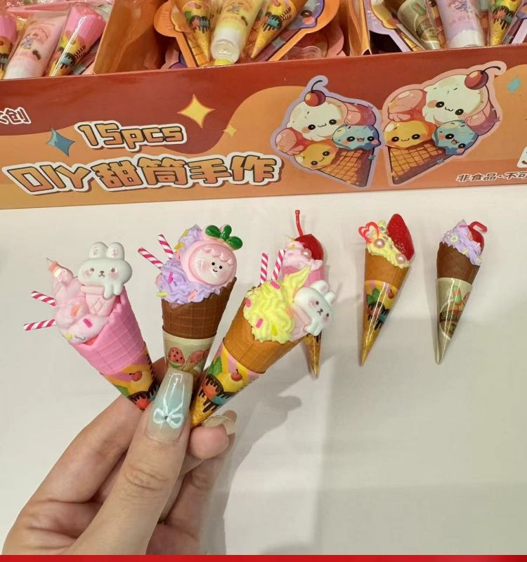 Picture of Artificial Simulation Children Ice Cream Dessert Making Cake Model Handmade DIY Leisure Entertainment Small Toys - Not Edible Girls Toy Play & Dough