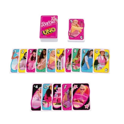 Picture of Mattel UNO Barbie The Movie Game Cards Family Fun Games Movie Night, Party and Travel Games