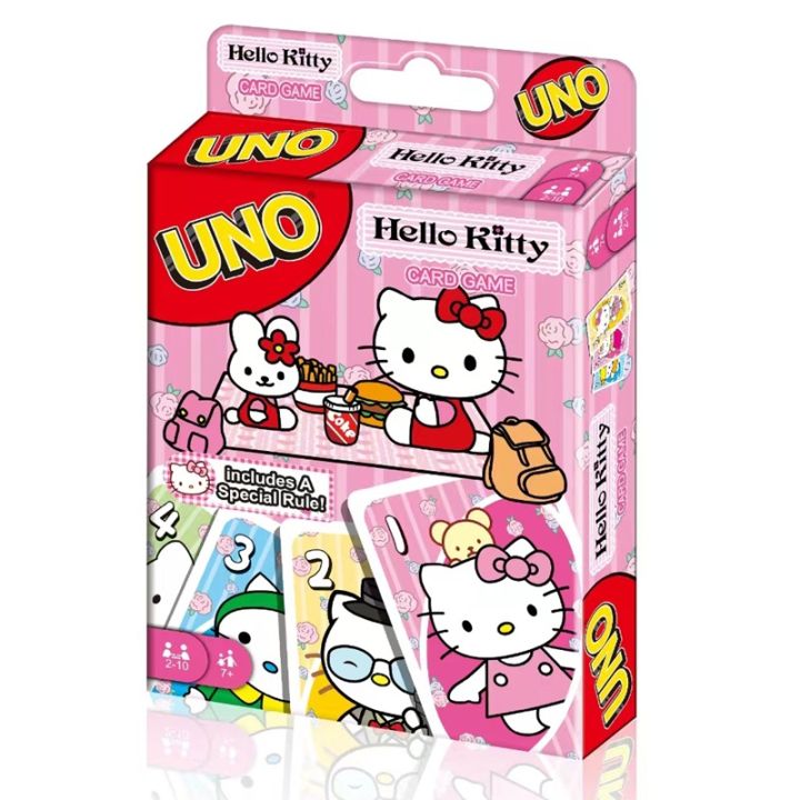 Picture of Mattel UNO Hello Kitty Card Game for Family & Friends Night Featuring Tv Show Themed Graphics and a Special Rule for 2-10 Players
