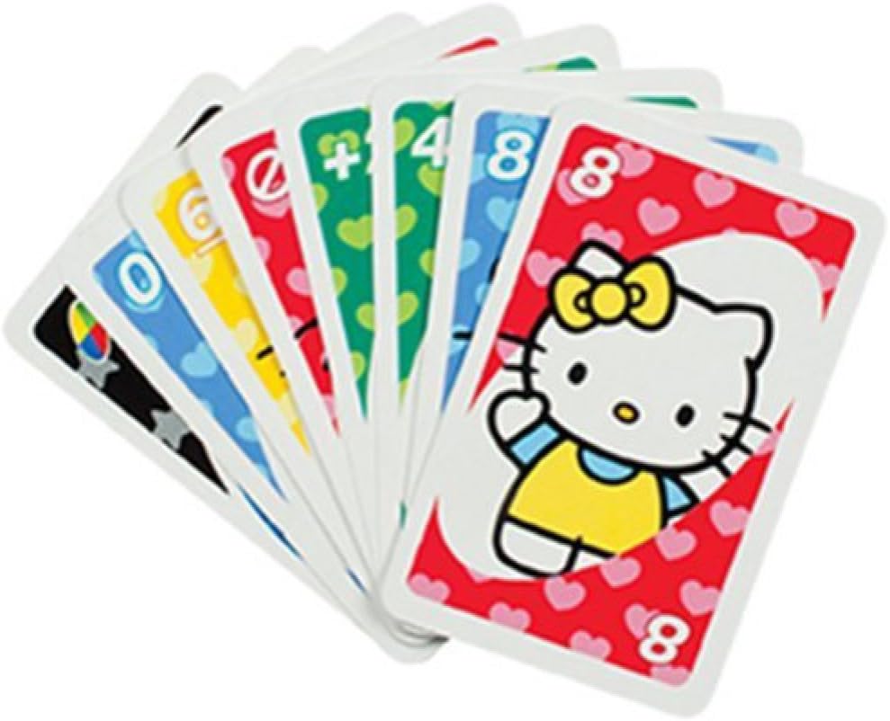 Picture of Mattel UNO Hello Kitty Card Game for Family & Friends Night Featuring Tv Show Themed Graphics and a Special Rule for 2-10 Players
