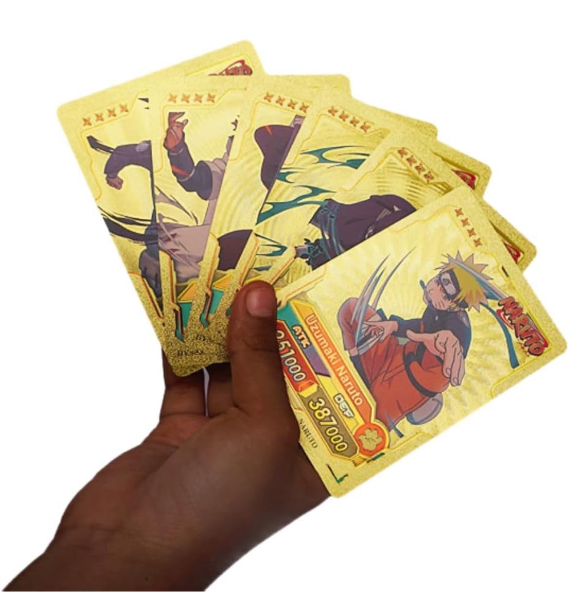 Picture of 55 Pc Naruto Gold Plastic Waterproof Cards - Anime Playing Golden Card Deck Pack With Minato, Itachi, Sakura, Kakashi - Merchandise Gift for Kids & Adults - 55 Pieces of Cards in 1 Box