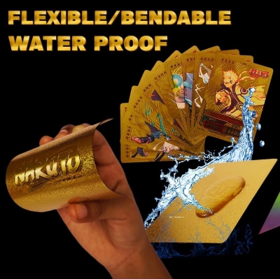 Picture of 55 Pc Naruto Gold Plastic Waterproof Cards - Anime Playing Golden Card Deck Pack With Minato, Itachi, Sakura, Kakashi - Merchandise Gift for Kids & Adults - 55 Pieces of Cards in 1 Box