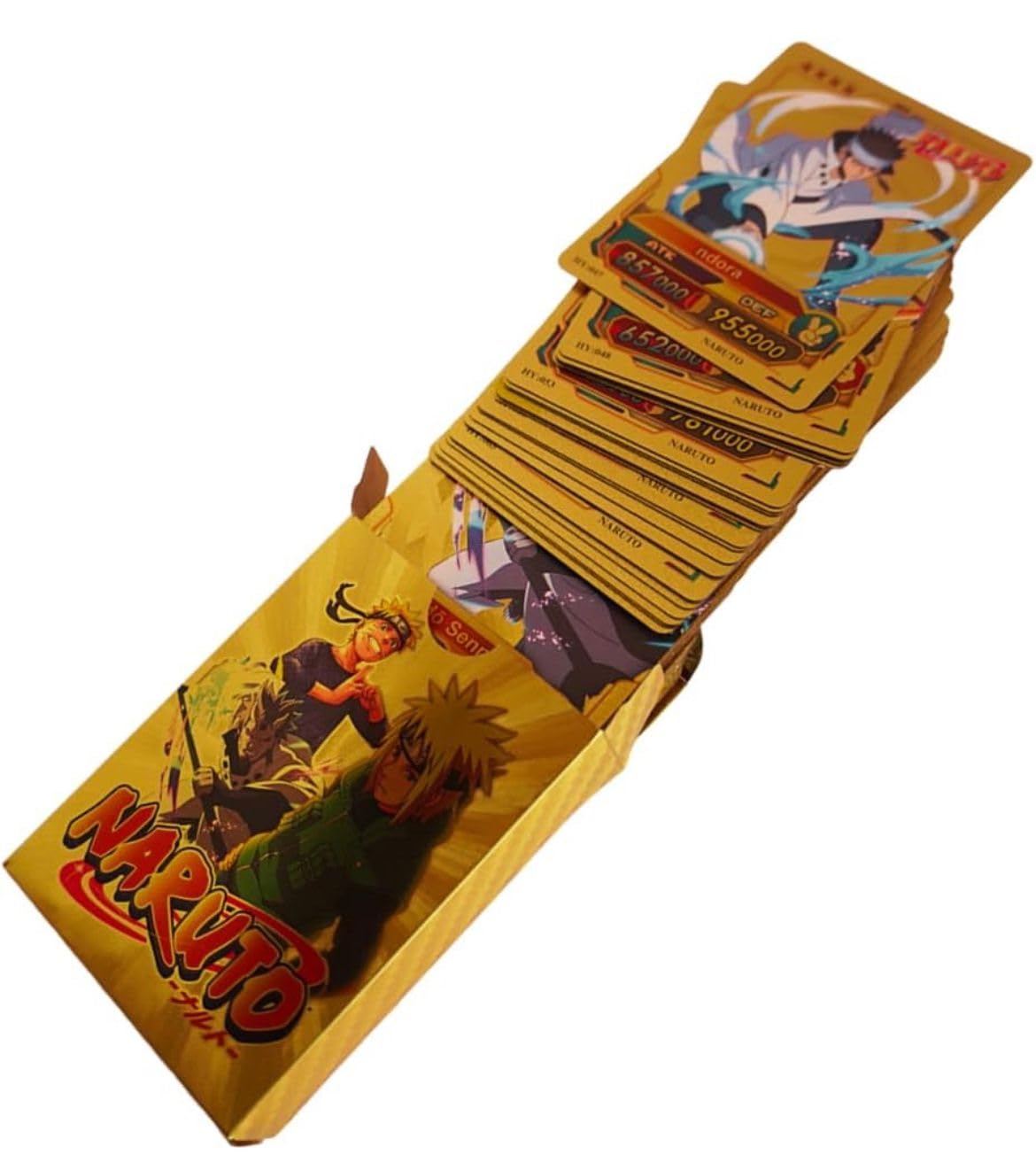 Picture of 55 Pc Naruto Gold Plastic Waterproof Cards - Anime Playing Golden Card Deck Pack With Minato, Itachi, Sakura, Kakashi - Merchandise Gift for Kids & Adults - 55 Pieces of Cards in 1 Box