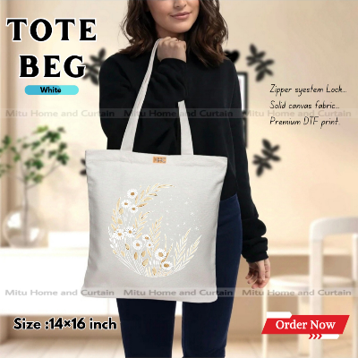 Buy Premium Tote Bag with Zipper Canvas Tote Bag for Women Trendy Shopping Bag / College Bag / University Bag Tote Bag, Canvas Bag with Zipper  at Best Price In Bangladesh