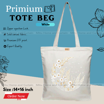 Buy Premium Tote Bag with Zipper Canvas Tote Bag for Women Trendy Shopping Bag / College Bag / University Bag Tote Bag, Canvas Bag with Zipper  at Best Price In Bangladesh