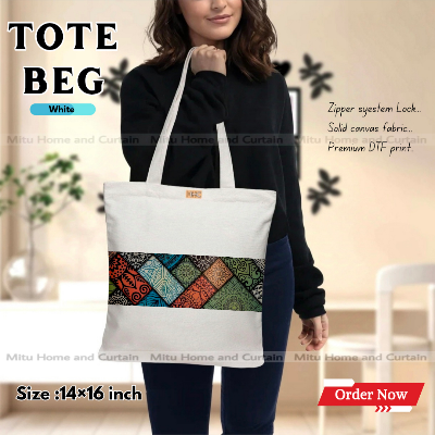 Buy Premium Tote Bag with Zipper Canvas Tote Bag for Women Trendy Shopping Bag / College Bag / University Bag Tote Bag, Canvas Bag with Zipper  at Best Price In Bangladesh