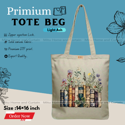 Picture of Premium Tote Bag with Zipper Canvas Tote Bag for Women Trendy Shopping Bag / College Bag / University Bag Tote Bag, Canvas Bag with Zipper