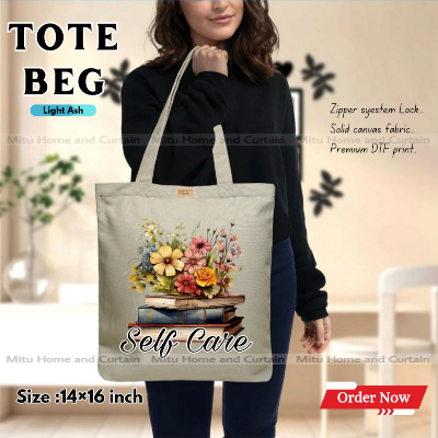 Picture of Premium Tote Bag with Zipper Canvas Tote Bag for Women Trendy Shopping Bag / College Bag / University Bag Tote Bag, Canvas Bag with Zipper