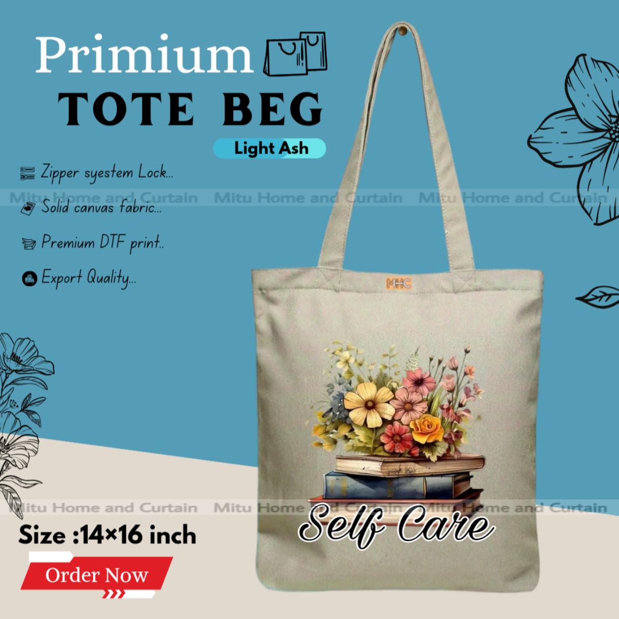 Picture of Premium Tote Bag with Zipper Canvas Tote Bag for Women Trendy Shopping Bag / College Bag / University Bag Tote Bag, Canvas Bag with Zipper